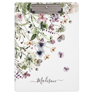 Porte-bloc Aquarelle violet Fleurs sauvages