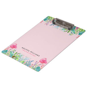 Porte-bloc Aquarelles Fleurs tropicales et flamants roses