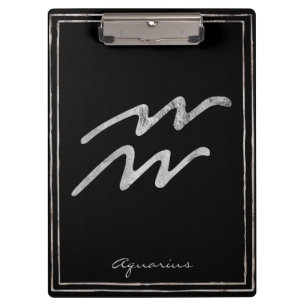 Porte-bloc Aquarius martelé argent stylisé symbole astrologie