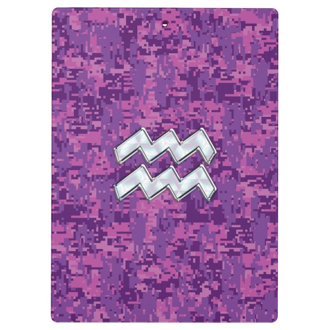 Porte-bloc Aquarius Zodiac Sign on fuchsia digital camouflage (Dos)