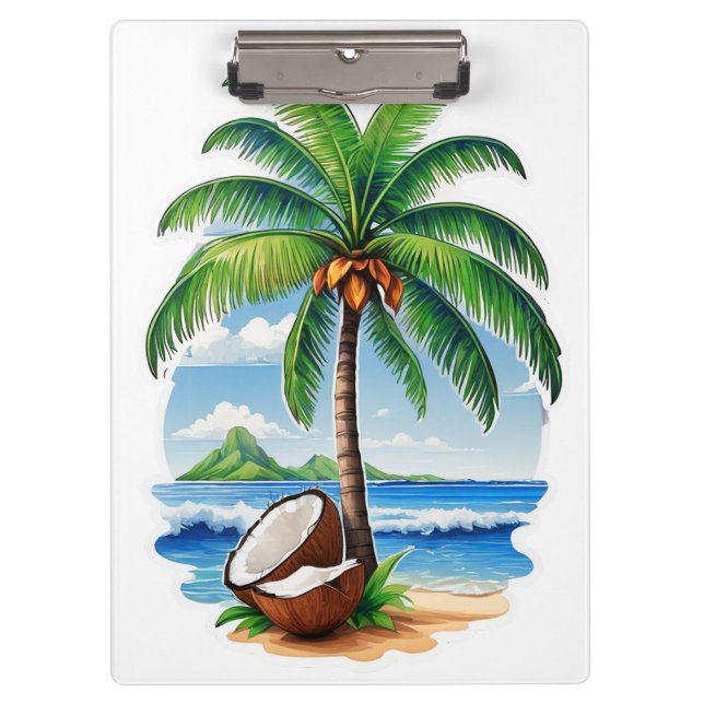 Porte-bloc Arbre de coco Île tropicale (Devant)