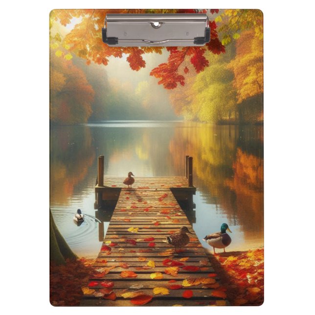 Porte-bloc Arbres d'automne & lac aux canards (Devant)