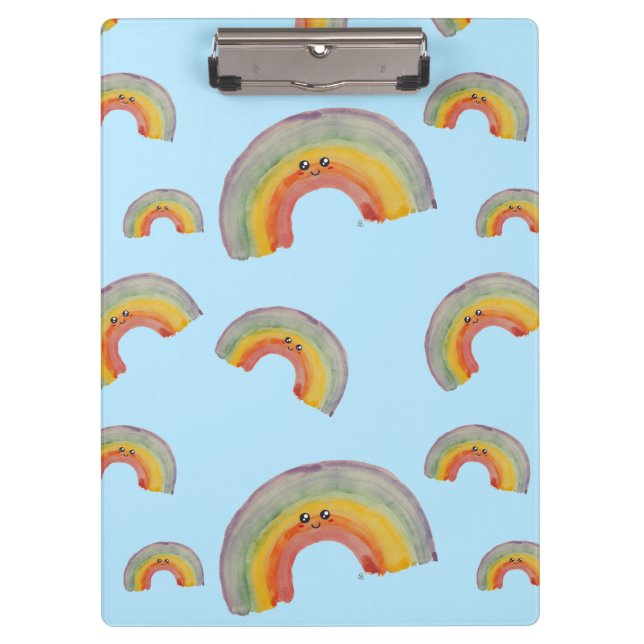 Porte-bloc Arc-en-ciel Pastel Blue Kawaii (Devant)