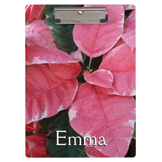 Porte-bloc Argent Star Marbre Poinsettias Pink Holiday Floral (Devant)