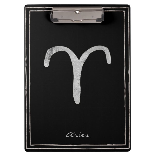 Porte-bloc Aries martelé argent stylisé symbole astrologie (Devant)