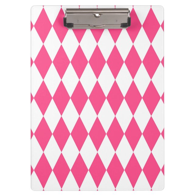 Porte-bloc Arlequin rose blanc Diamants Checkers Design (Devant)