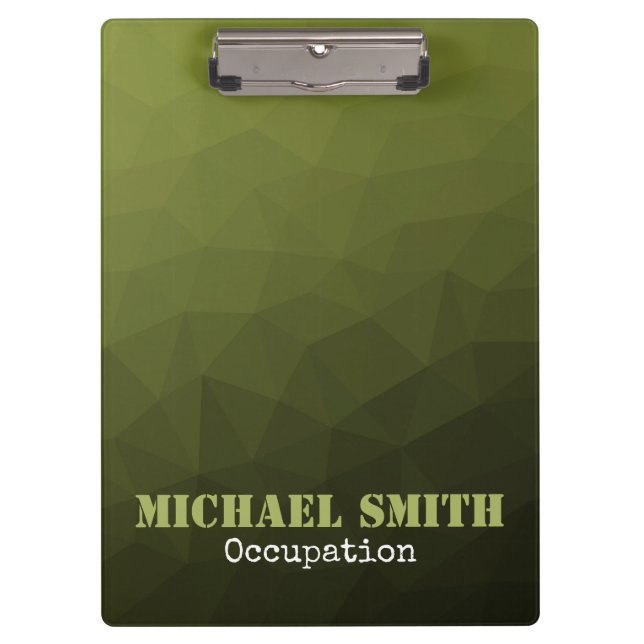 Porte-bloc Armée verte olive géométrique motif de maillage Vo (Devant)