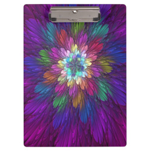 Porte-bloc Art abstrait fractal de fleurs psychédéliques colo