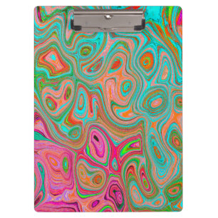 Porte-bloc Art abstrait groovy rétro orange et aqua tripant