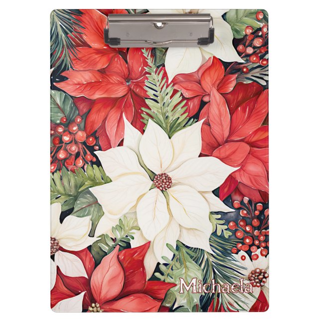 Porte-bloc Art aquarelle poinsettia (Devant)