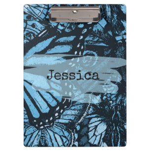 Porte-bloc Art de papillon bleu grunge abstrait personnalisé