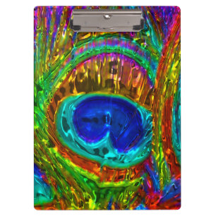 Porte-bloc Art de verre Plumes de paon 1 Presse-papiers