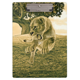 Porte-bloc Art dramatique de la lionne safari faune
