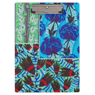 Porte-bloc Art floral bleu et vert maximaliste vibrant