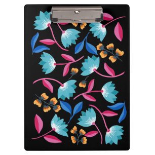 Porte-bloc Art floral bleu rose folk coloré