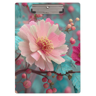 Porte-bloc Art floral rose et bleu Imaginaire vif