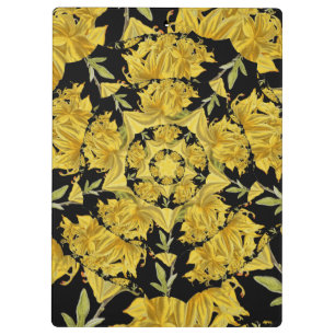 Porte-bloc Art fractal azaléen jaune et noir