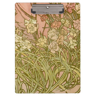 Porte-bloc Art Nouveau Alphonse Mucha Fleurs d'œillet floral