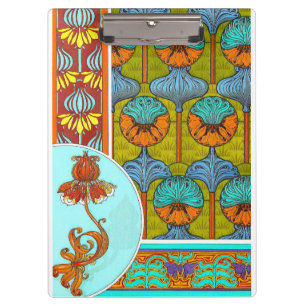 Porte-bloc Art nouveau floral textile art verneuil vintage