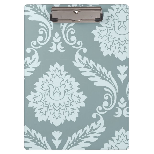 Porte-bloc Art Rococo Damassé I Bleu Canard + Turquoise (Devant)