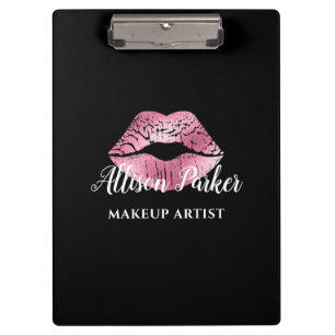 Porte-bloc Artiste de Maquillage Black Pink Kiss Lips