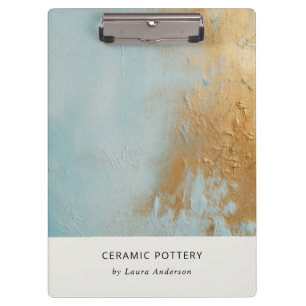 Porte-bloc Artistique classique Aqua Blue Gold Paint Texture