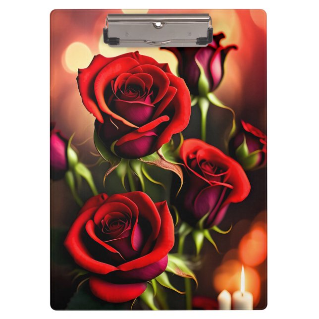 Porte-bloc Artwork numérique Fleurs de rose rouge-58567 (Devant)