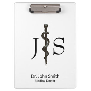 Porte-bloc Asclepius Médicale professionnel Simple Noir Blanc