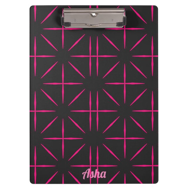 Porte-bloc ASHA ~ Design noir et rose (Devant)