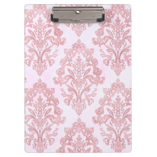 Porte-bloc Assez en rose motif damassé victorien à l'aquarell