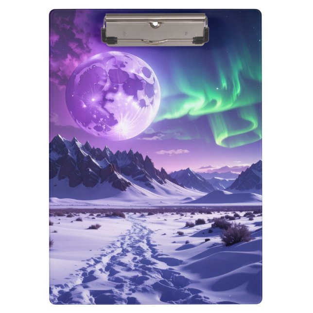 Porte-bloc Aurora Peaks – Fantasy Dragon Night Sky Desk Mat (Devant)