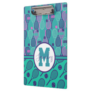 Porte-bloc Avec le nom Minty et des raquettes de tennis viole