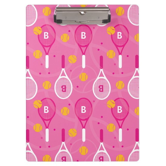 Porte-bloc Avec monogramme motif de raquettes de tennis rose  (Devant)
