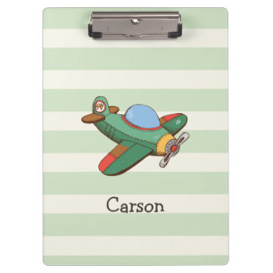 Porte-bloc Avion vintage sur Pastel Green Stripes
