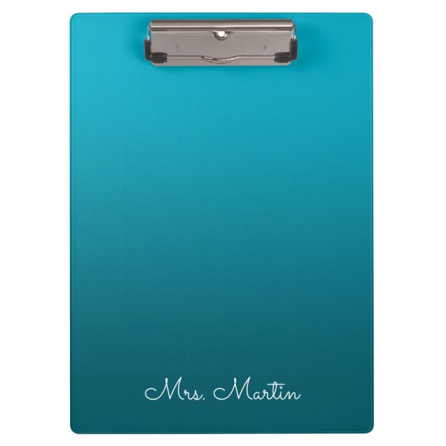 Porte-bloc Azure Dark Turquoise Gradient Professeur personnal (Devant)