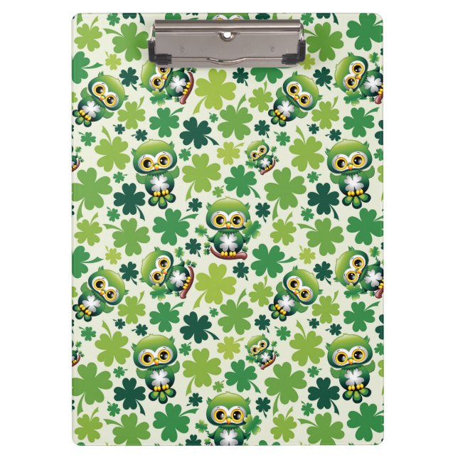 Porte-bloc Baby Owl Cute St Patrick Cartoon (Devant)