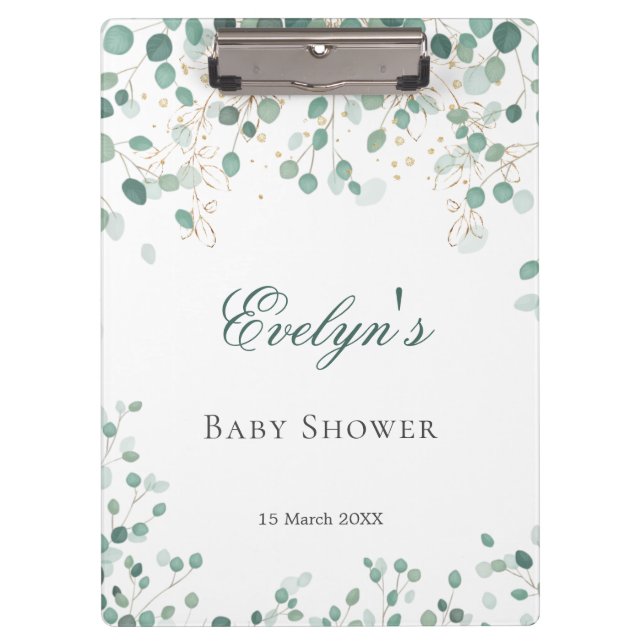 Porte-bloc Baby shower Feuille d'or Eucalyptus Foliage (Devant)