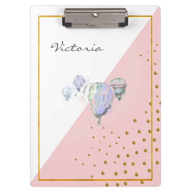 Porte-bloc Balloon bleu moderne tendance Ajouter votre nom (Devant)