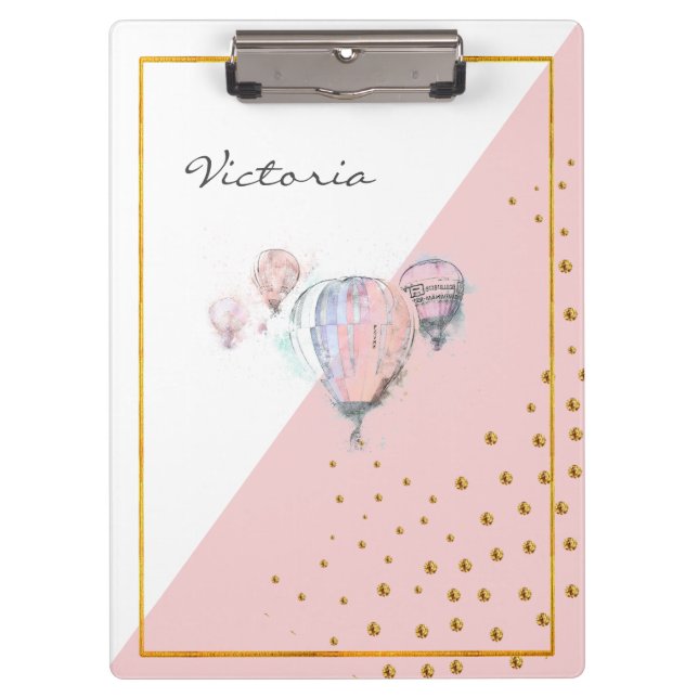 Porte-bloc Balloon rose moderne tendance Ajouter votre nom (Devant)