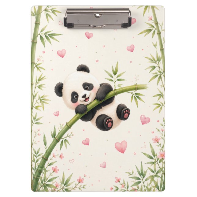 Porte-bloc Bambou Aquarelle Panda Mignon |  (Devant)