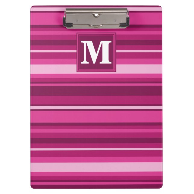 Porte-bloc Bandes de monogramme fuchsia (Devant)