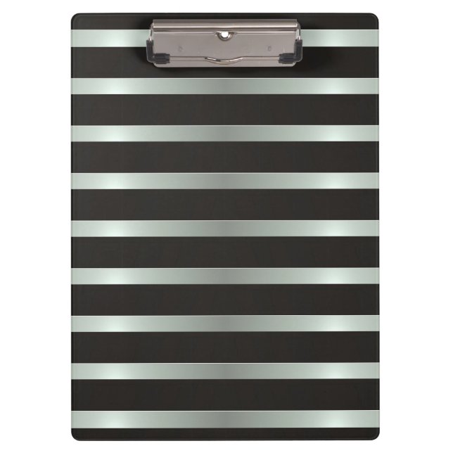 Porte-bloc Bandes modernes de noir et d'argent (Devant)