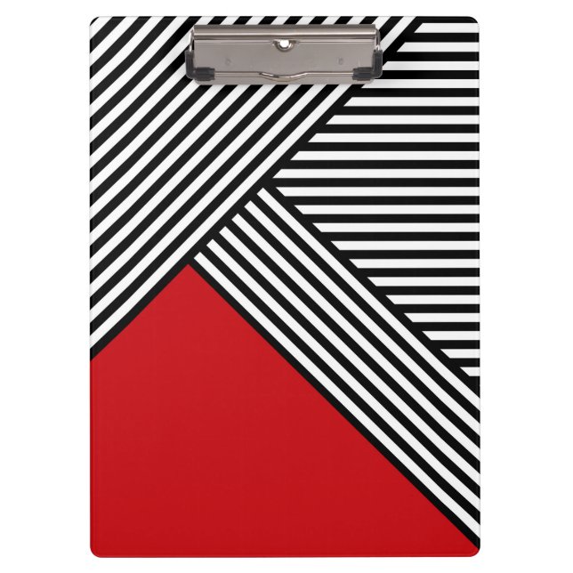 Porte-bloc Bandes noires et blanches avec triangle rouge (Devant)
