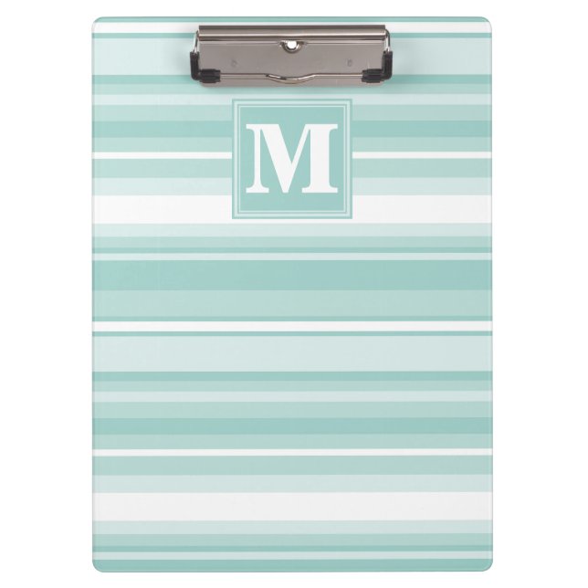 Porte-bloc Bandes vertes de menthe monogramme (Devant)