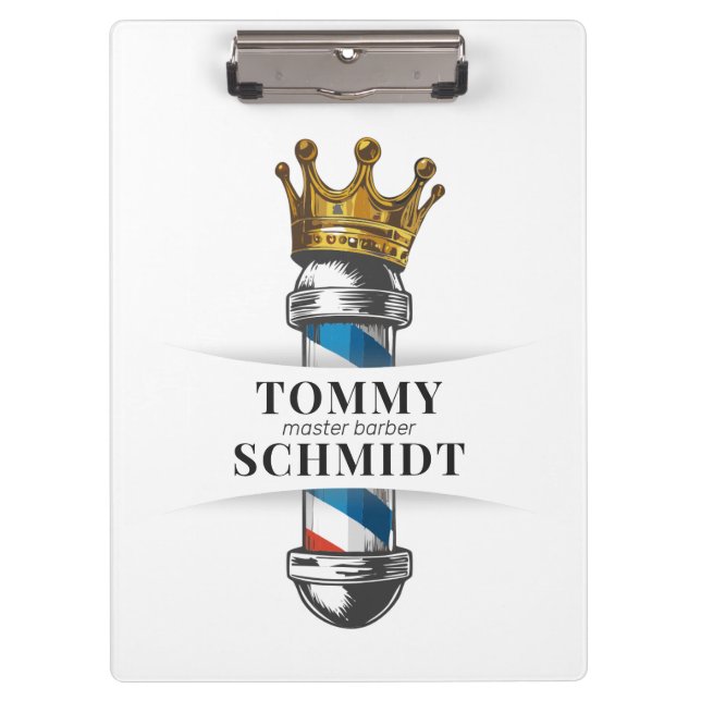 Porte-bloc Barber Hair Shop King Crown Barber Pole Hair Salon (Devant)