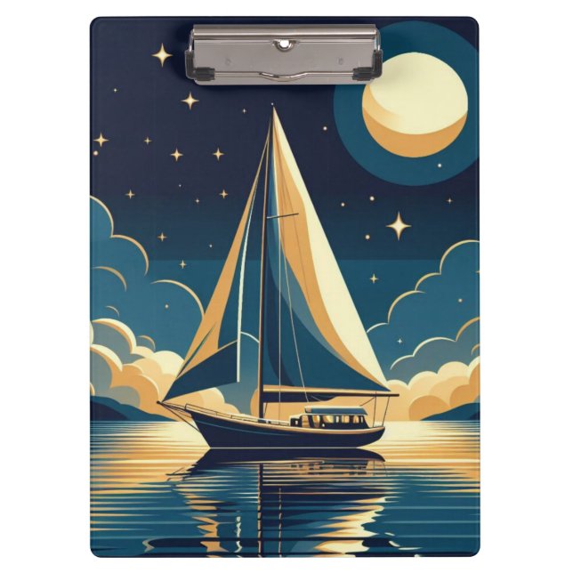 Porte-bloc Bateau à voile la nuit (Devant)