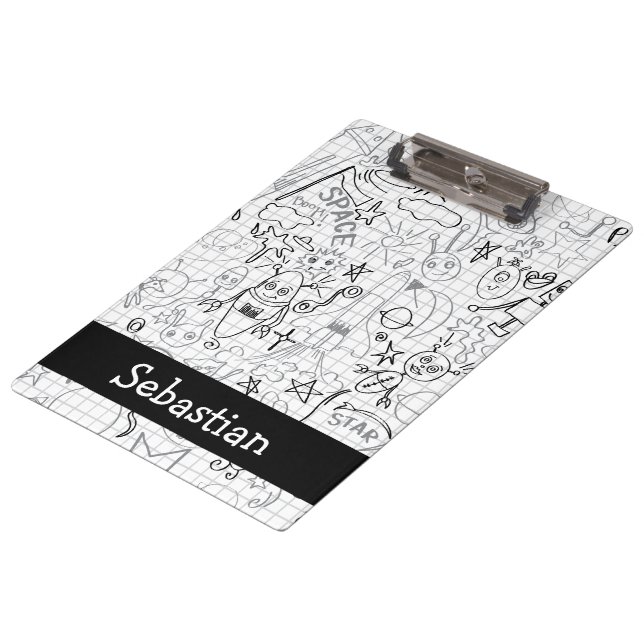 Porte-bloc Bateau-fusée Robot Personnalisé Et Lune Alien (Incliné)