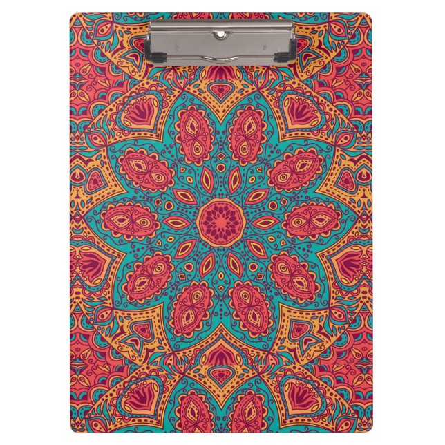 Porte-bloc Beau rose Turquoise orange Zen Motif (Devant)