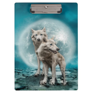 Porte-bloc Beaux Loups blancs