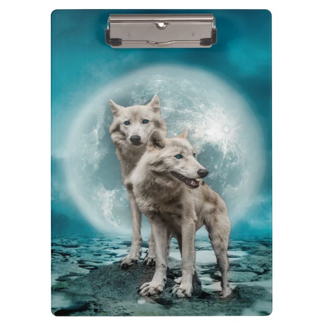Porte-bloc Beaux Loups blancs (Devant)